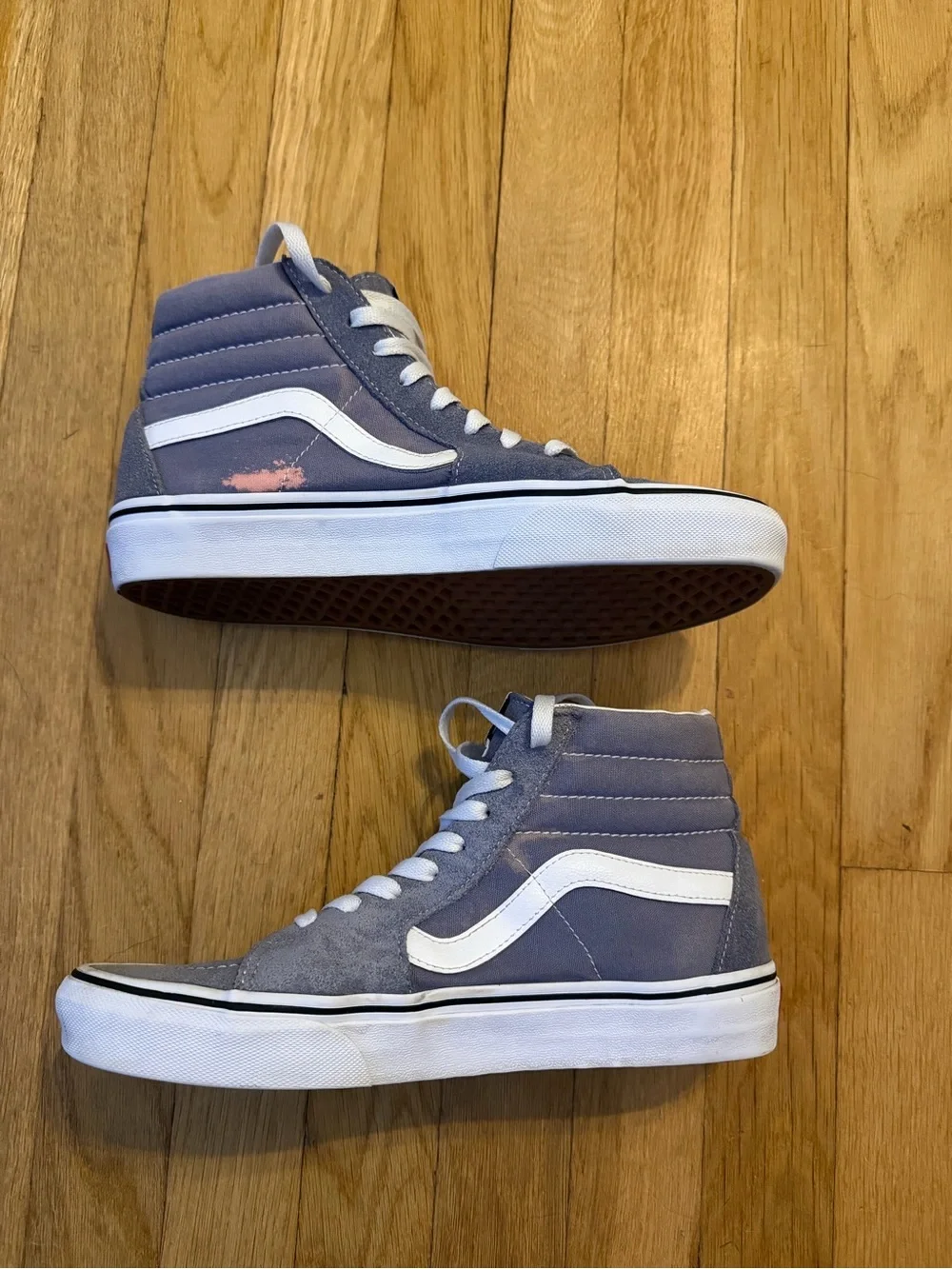 Vans Men's Sk8-Hi High Top Sneakers in Gray & White 7.5
